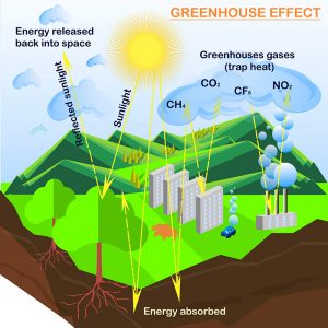 a vector illustration of the greenhouse effect